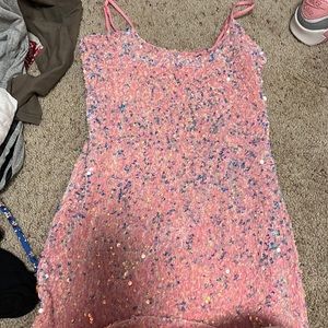 pink, sparkly lucy in the sky bodycon dress